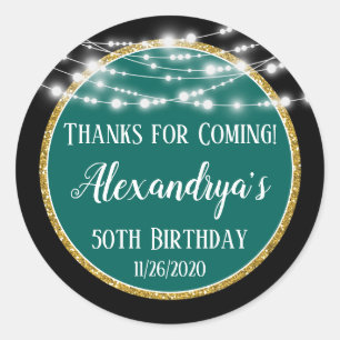 Black Teal Birthday Thanks For Coming Favor Tags