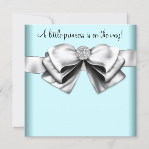 Black Teal Blue Princess Baby Shower Custom Invitations