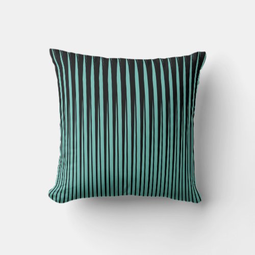 Black Teal Blue Stripes Patterns Ombre Colors Throw Pillow