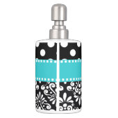 Black Teal Dots Chevron Bathroom Set (Back)