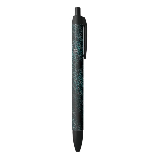 Black Teal Geometric Pattern Pen (Bottom (Vertical))