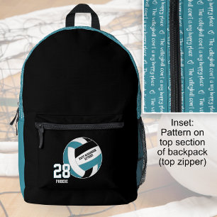 black teal girls teens volleyball team colors printed backpack