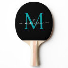 Black Teal Green Monogram Elegant Script Name Ping Pong Paddle Black Teal Green Monogram Elegant Script Name Ping Pong Paddle