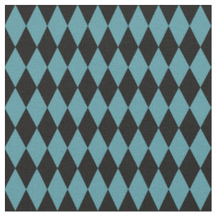 Black & Teal Harlequin Diamonds Fabric