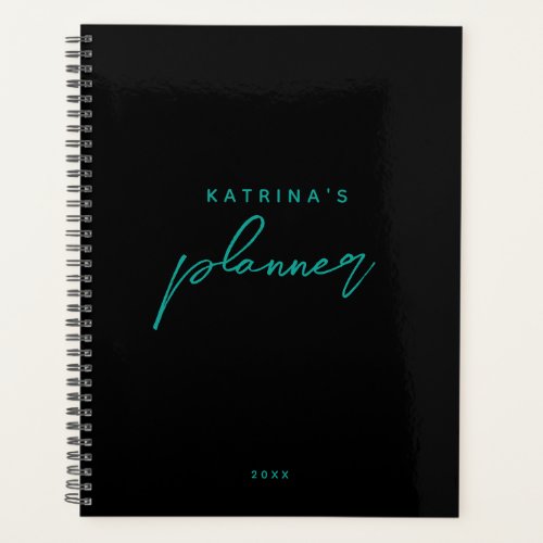 Black  Teal Minimalist Appointment Diary Planner