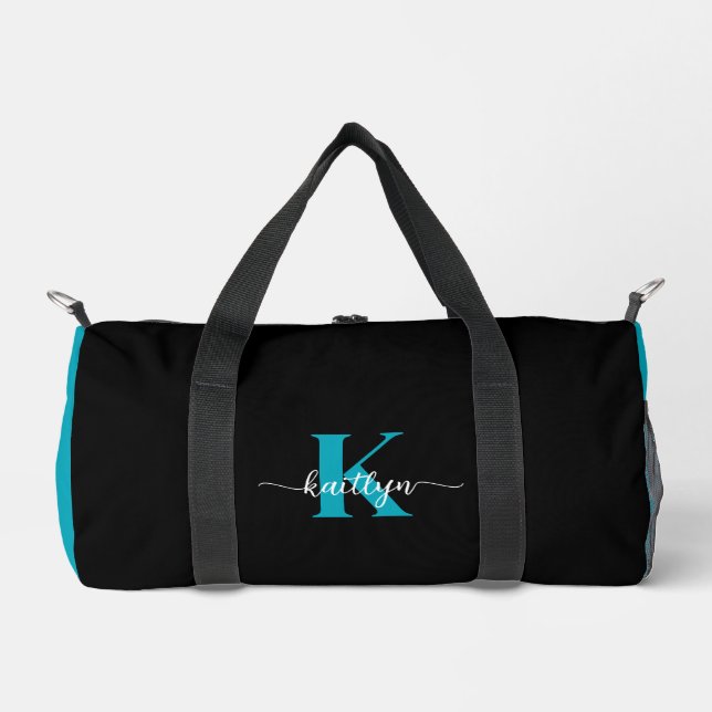 Black Teal Monogram Duffle Bag (Front)
