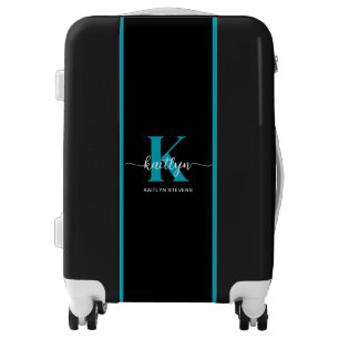 Black Teal Monogram Luggage