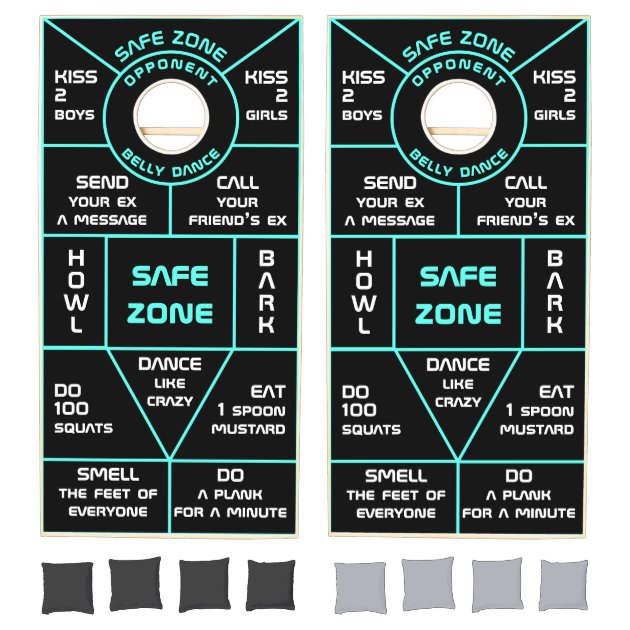 Black Teal Neon Dare Funny Drinking Gaming Cornhole Set