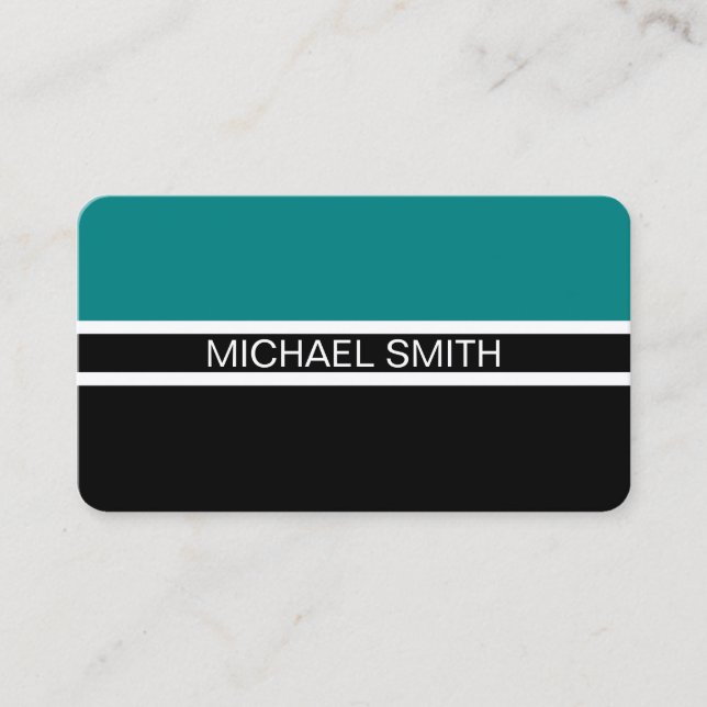 Black Teal Professional Elegant Modern Business Card (Front)
