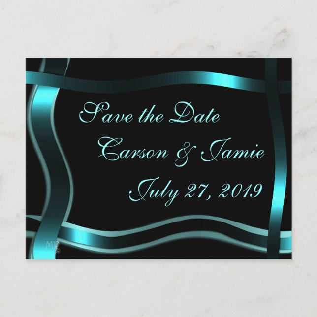 Black & Teal Save-the-Date Invitation customize (Front)