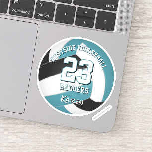 black teal volleyball girls boys team colors gifts sticker
