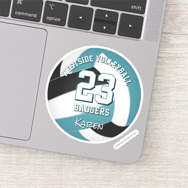 black teal volleyball girls boys team colors gifts sticker (Detail)