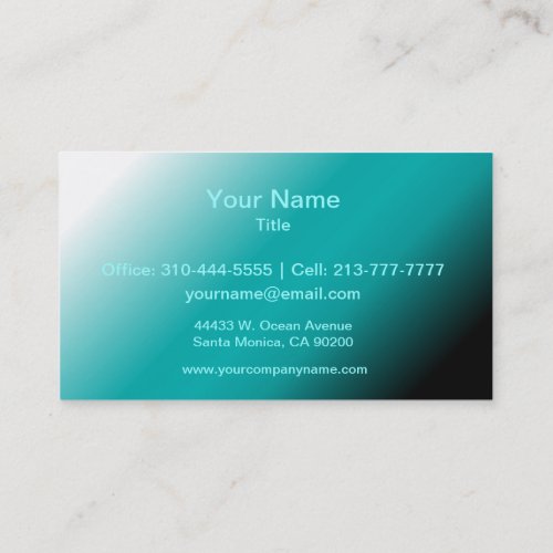 Black Teal White Ombre Business Card