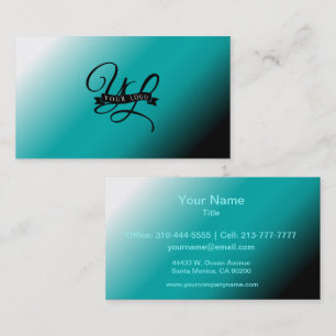 Black Teal White Ombre Custom Business Card