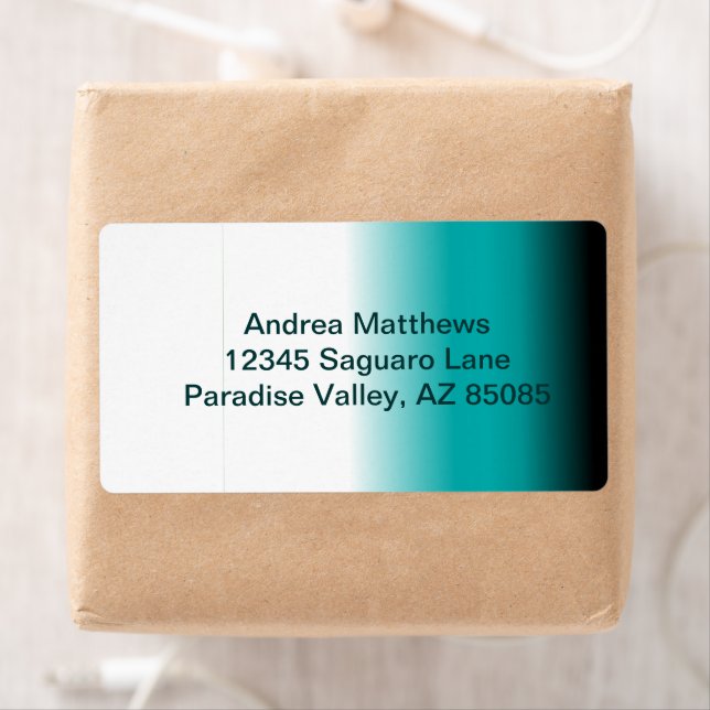 Black Teal White Ombre Label (Insitu)