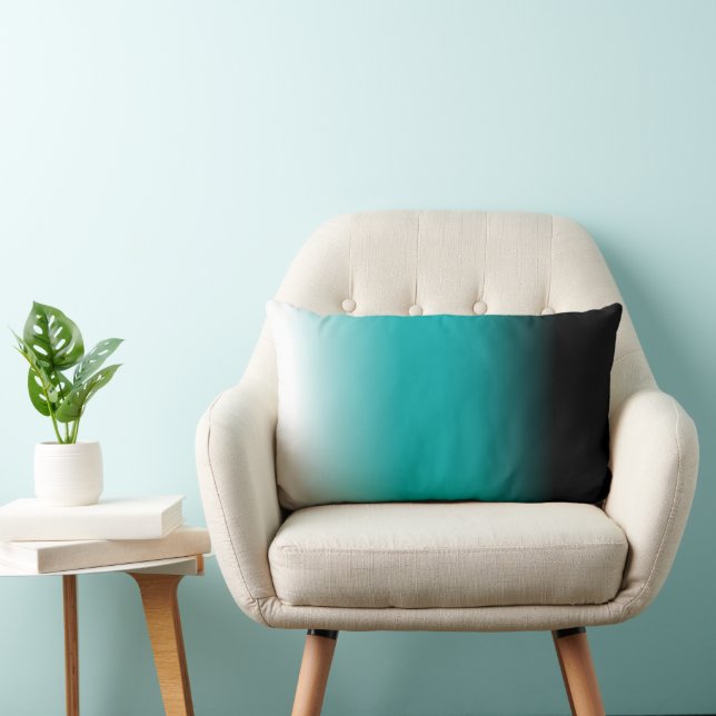 Black Teal White Ombre Lumbar Pillow (Chair)