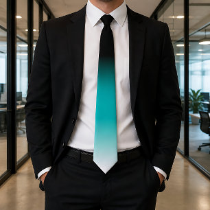 Black Teal White Ombre Neck Tie
