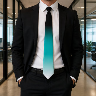 Black Teal White Ombre Neck Tie