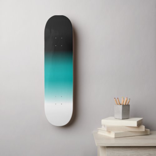 Black Teal White Ombre Skateboard
