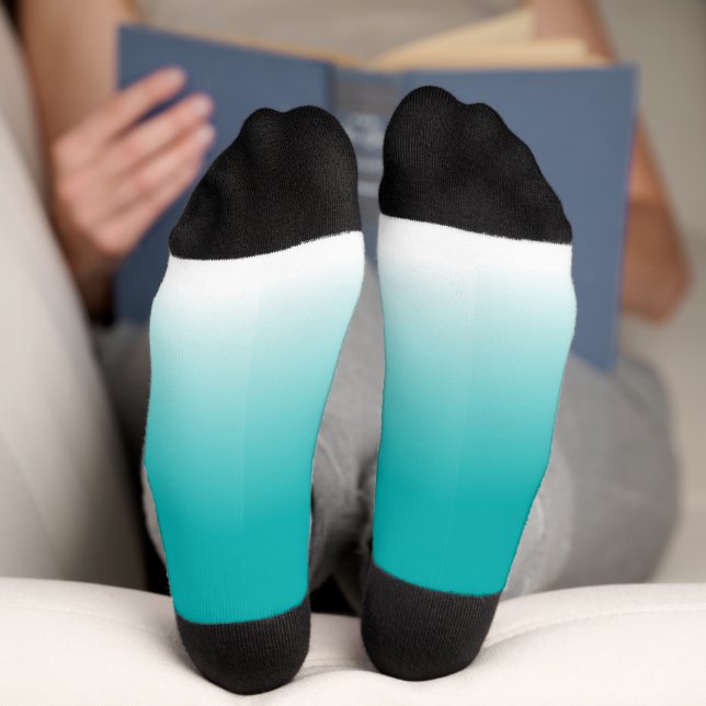 Black Teal & White Ombre Socks (Bottom)