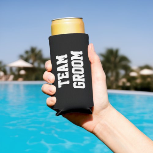 Black Team Groom Bachelor Party Seltzer Can Cooler