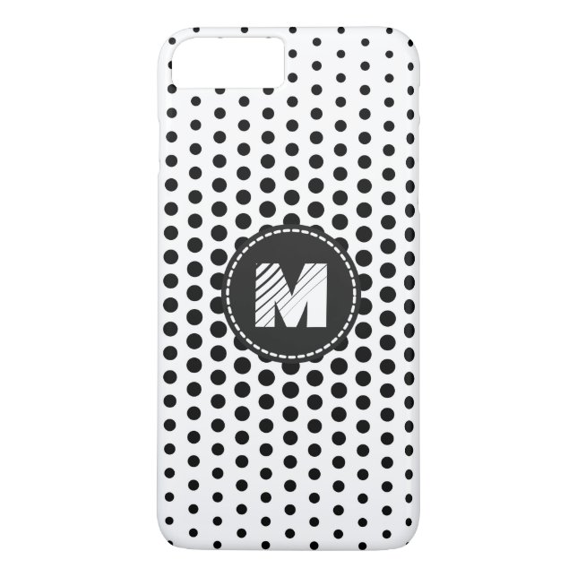Black Techno Dots Modern Monogram Case-Mate iPhone Case (Back)