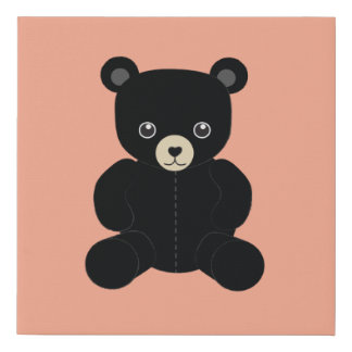 Black Teddy Bear Canvas