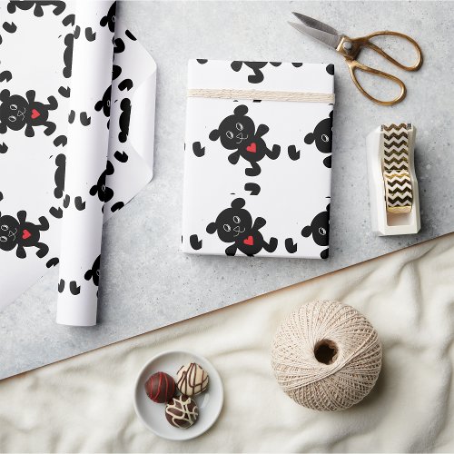 Black Teddy Bear Love Wrapping Paper