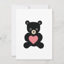 Black Teddy Bear with Heart Card