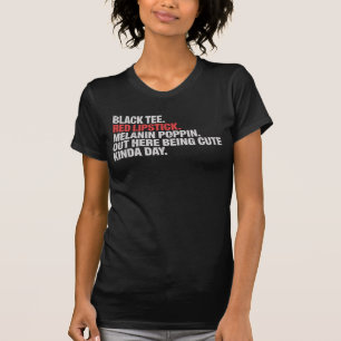 Black Tee Red Lipstick Melanin Poppin African