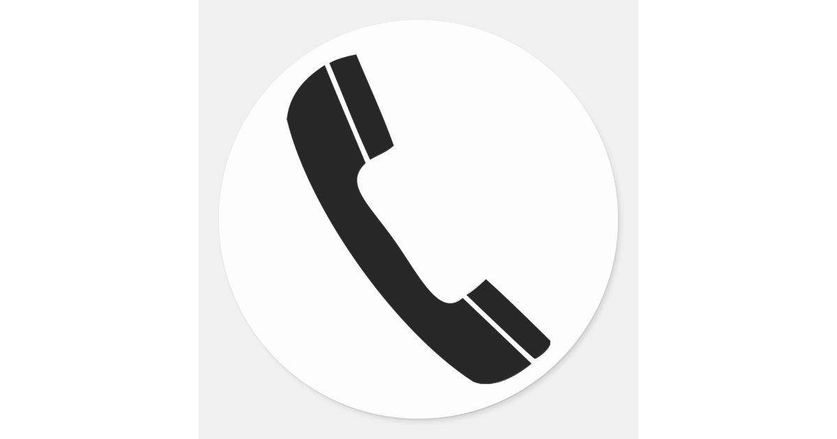 black telephone icon classic round sticker | Zazzle