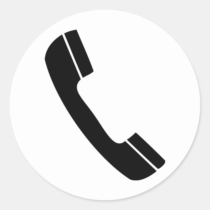 black telephone icon round sticker