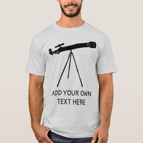 Black Telescope Custom Text Astronomy Graphic T_Shirt