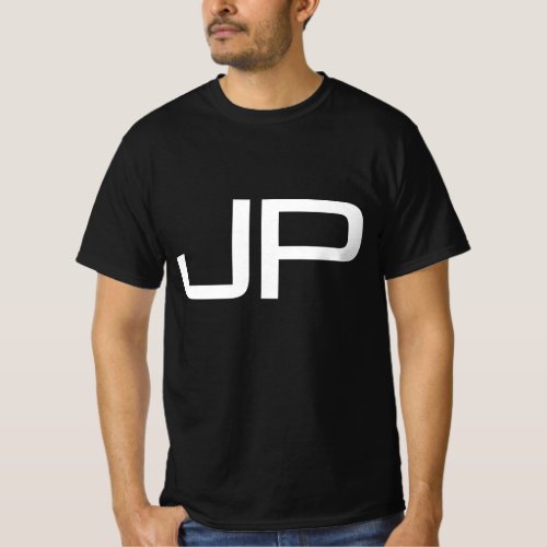 Black Template Your Monogram Initial Mens Modern T_Shirt