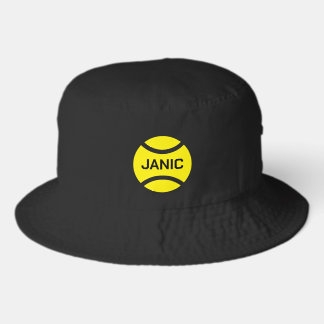 Black Tennis Bucket Hat with yellow ball logo