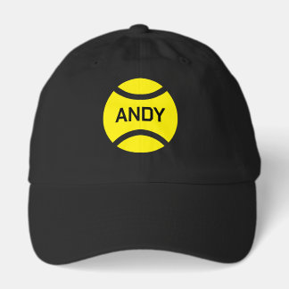 Black Tennis Cap. Custom hat with yellow ball logo