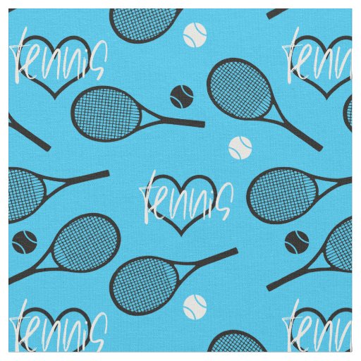 💙🎾 Black tennis rackets on blue Fabric