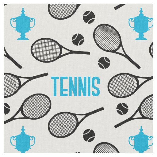 Black tennis rackets on white - customizable! fabric