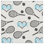 Black tennis rackets on white fabric