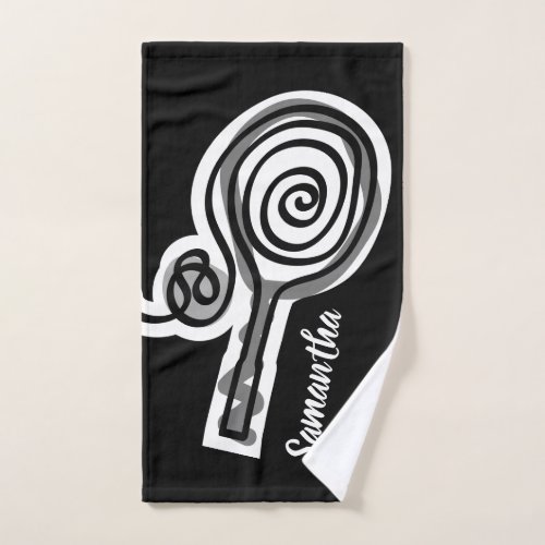 Black tennis sports hand towel gift for players