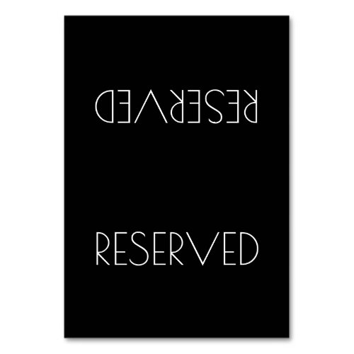 Black Tented Simple Reserved Seating Sign Table Number