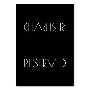 Black Tented Simple Reserved Seating Sign Table Number
