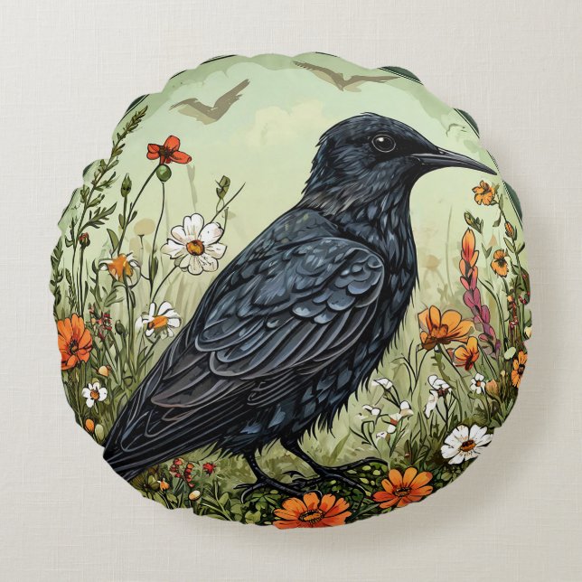 Black tern Bird Gift Home Decor Design Round Pillow (Front)