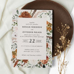 Black terracotta floral rustic elegant modern invi invitation<br><div class="desc">Rustic watercolor floral wedding invite. With beautiful rust,  terracotta,  blush pink,  black and sage green pampas grass eucalyptus watercolor details. This modern wedding invite is sure to set the style for your big day.</div>
