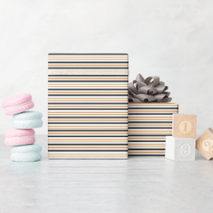 Black & Terracotta Stripes Elegant Modern Birthday Wrapping Paper