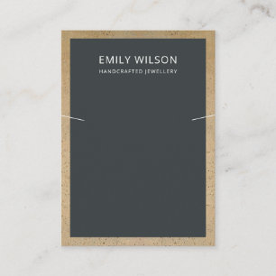 BLACK TERRACOTTA TEXTURE BORDER NECKLACE DISPLAY BUSINESS CARD