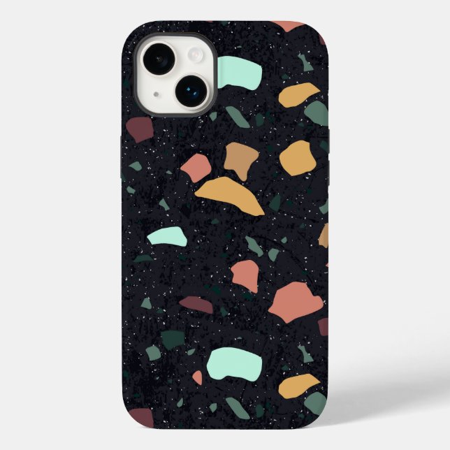 Black Terrazzo Pattern Case-Mate iPhone Case (Back)