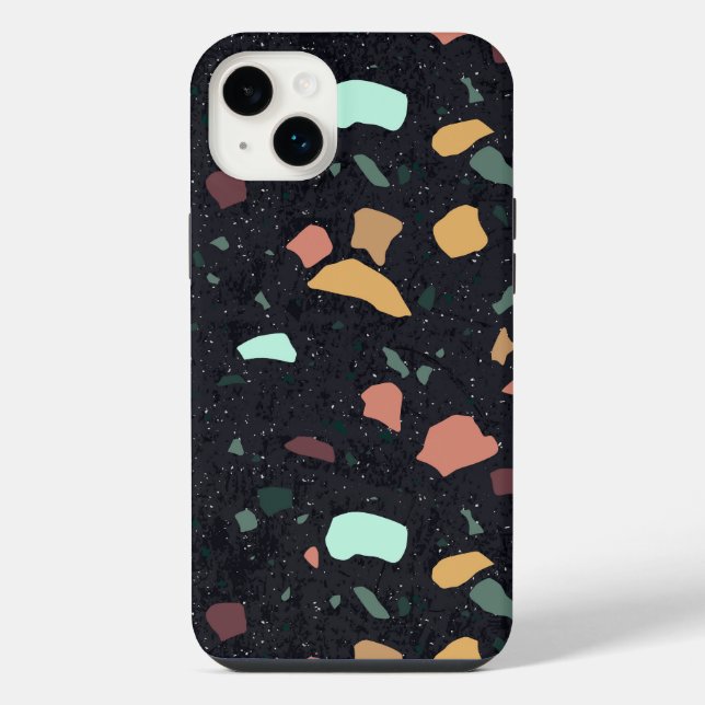 Black Terrazzo Pattern Iphone Case (Back)
