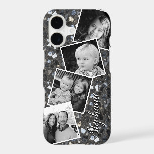 Black Terrazzo Photo Collage Personalized iPhone 17 Case
