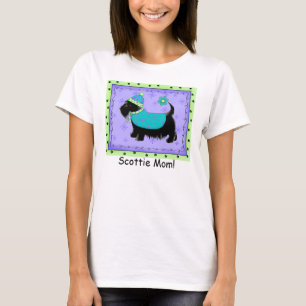 Black Terrier Dog Purple Green Custom Scottie Mom T-Shirt
